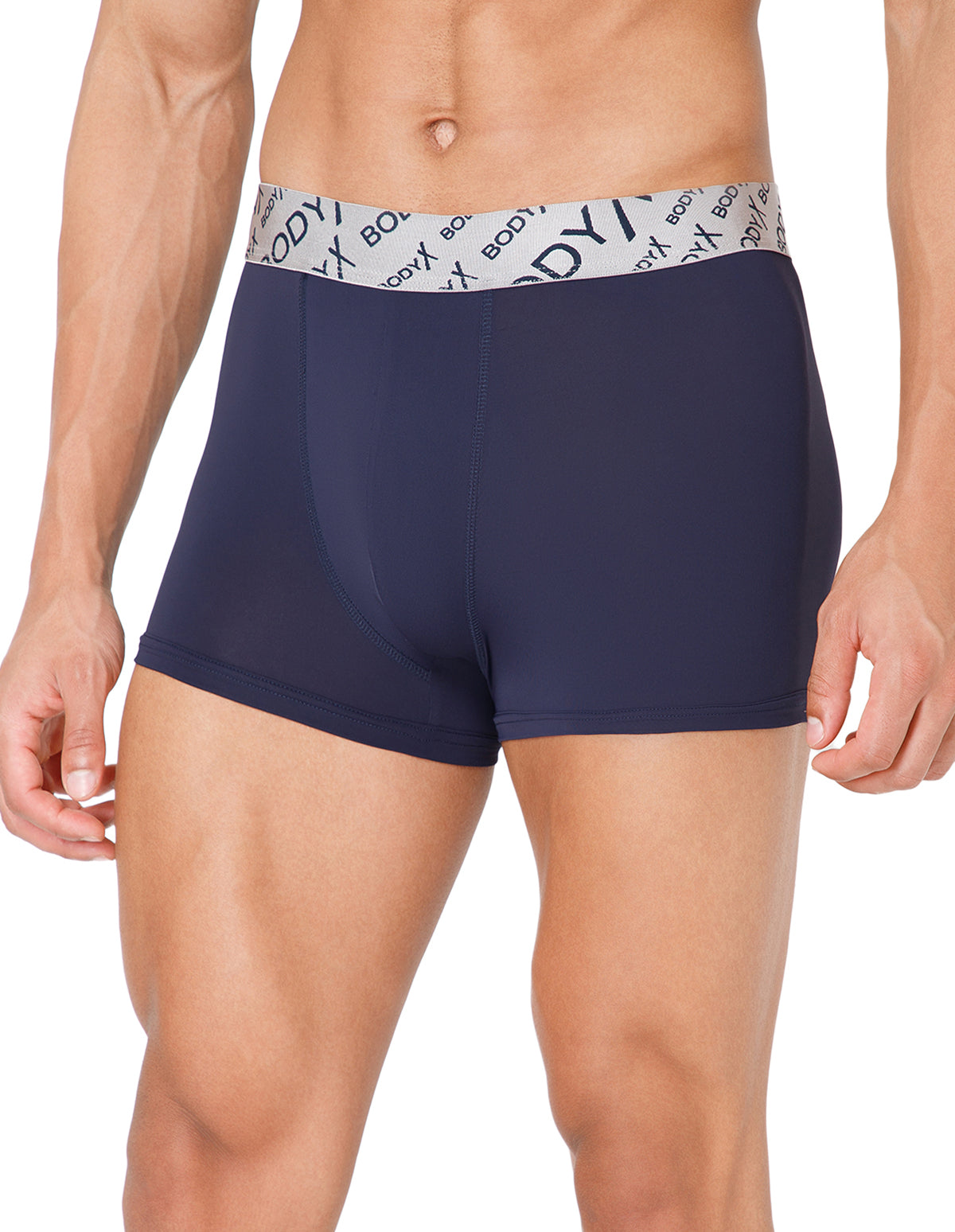 BodyX Men Solid Nylon Lycra Trunks-BX101T-NAVY