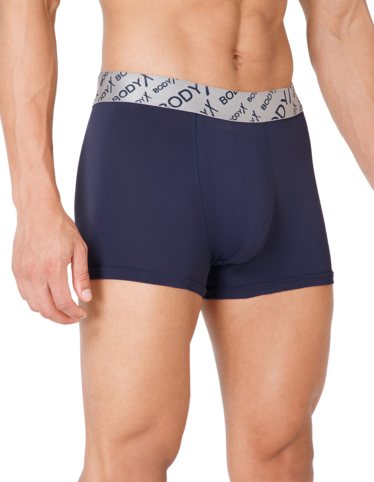 BodyX Men Solid Nylon Lycra Trunks-BX101T-NAVY