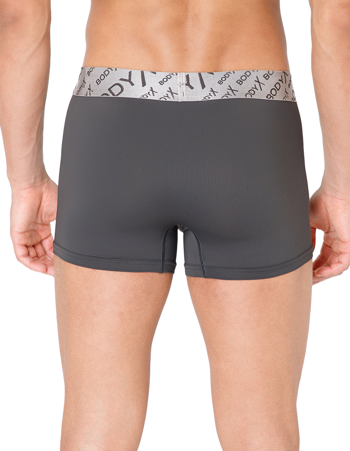 BodyX Men Solid Nylon Lycra Trunks-BX101T-STEEL GREY