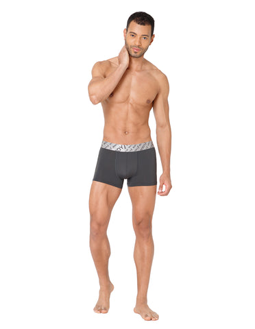 BodyX Men Solid Nylon Lycra Trunks-BX101T-STEEL GREY