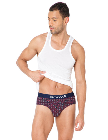BodyX Men Printed Cotton Super combed Brief-BX1101B-P1-ASSORTED