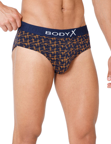 BodyX Men Printed Cotton Super combed Brief-BX1101B-P3-ASSORTED