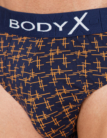 BodyX Men Printed Cotton Super combed Brief-BX1101B-P3-ASSORTED