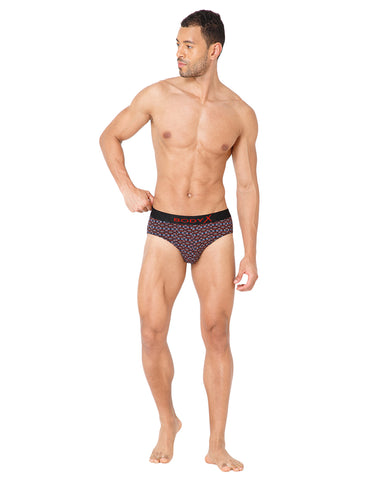 BodyX Men Printed Cotton Super combed Brief-BX1101B-P4-ASSORTED