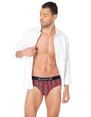 BodyX Men Printed Cotton Super combed Brief-BX1101B-P5-ASSORTED