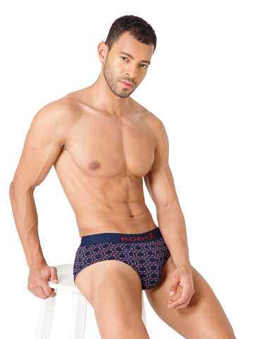 BodyX Men Printed Cotton Super combed Brief-BX1101B-P8-ASSORTED