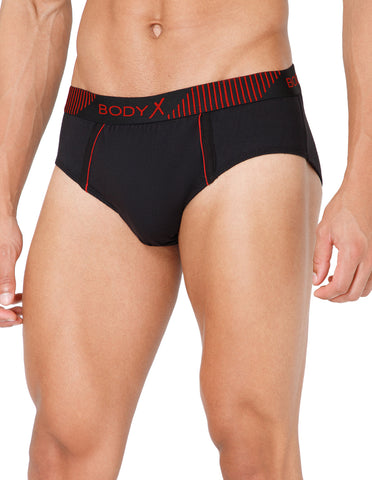 BodyX Men Solid Cotton Super combed Brief-BX1103B-BLK-ASSORTED