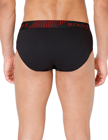 BodyX Men Solid Cotton Super combed Brief-BX1103B-BLK-ASSORTED