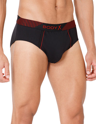 BodyX Men Solid Cotton Super combed Brief-BX1103B-BLK-ASSORTED