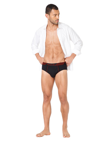 BodyX Men Solid Cotton Super combed Brief-BX1103B-BLK-ASSORTED