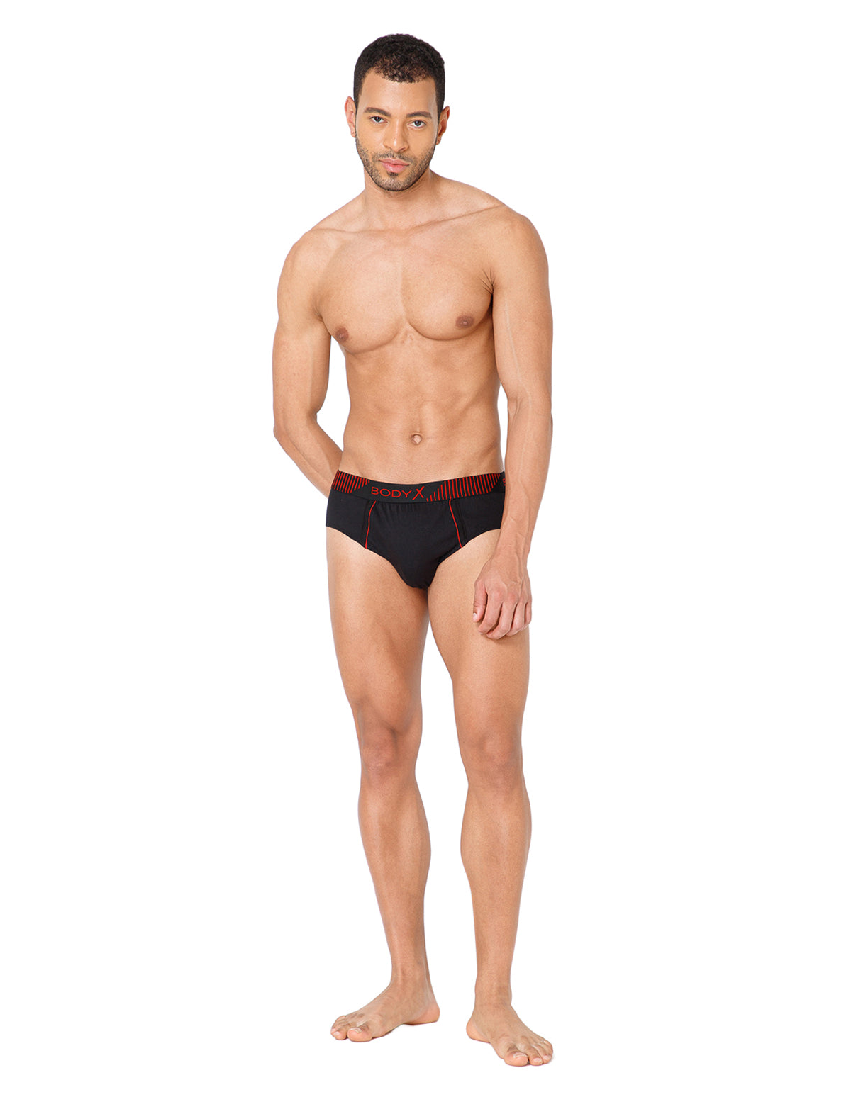 BodyX Men Solid Cotton Super combed Brief-BX1103B-BLK-ASSORTED