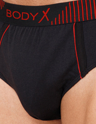 BodyX Men Solid Cotton Super combed Brief-BX1103B-BLK-ASSORTED