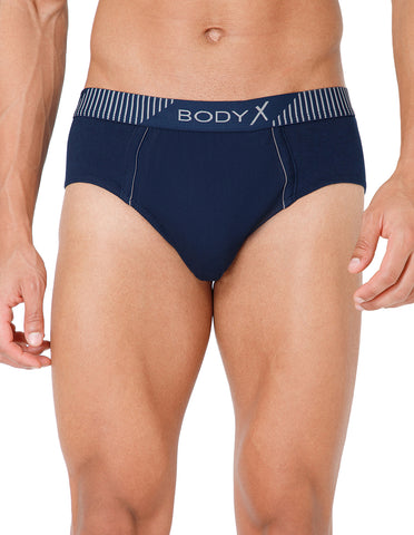 BodyX Men Solid Cotton Super combed Brief-BX1103B-BLUE-ASSORTED