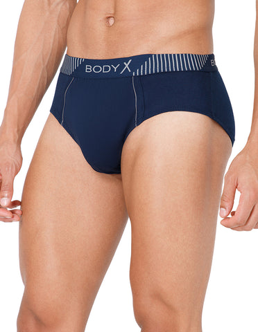 BodyX Men Solid Cotton Super combed Brief-BX1103B-BLUE-ASSORTED