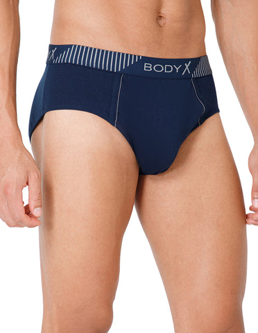 BodyX Men Solid Cotton Super combed Brief-BX1103B-BLUE-ASSORTED