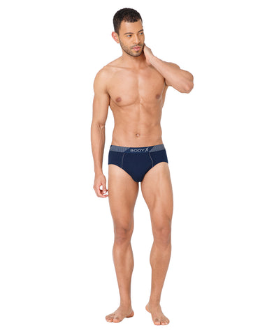 BodyX Men Solid Cotton Super combed Brief-BX1103B-BLUE-ASSORTED
