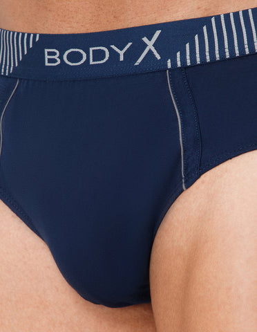BodyX Men Solid Cotton Super combed Brief-BX1103B-BLUE-ASSORTED