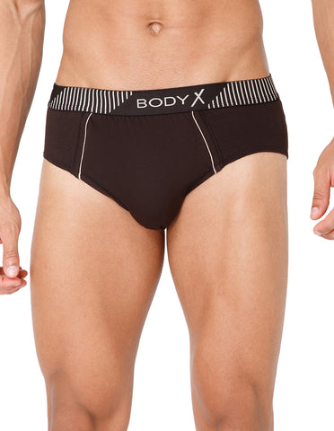 BodyX Men Solid Cotton Super combed Brief-BX1103B-BRWN-ASSORTED