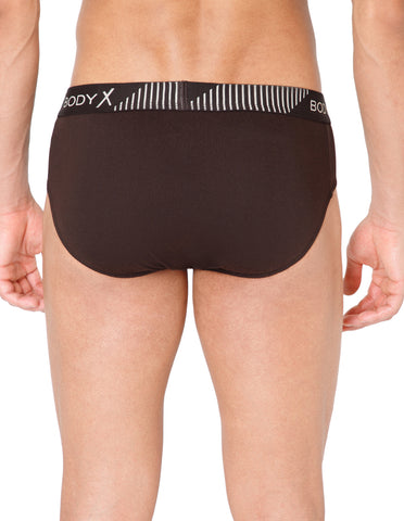 BodyX Men Solid Cotton Super combed Brief-BX1103B-BRWN-ASSORTED