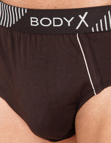 BodyX Men Solid Cotton Super combed Brief-BX1103B-BRWN-ASSORTED