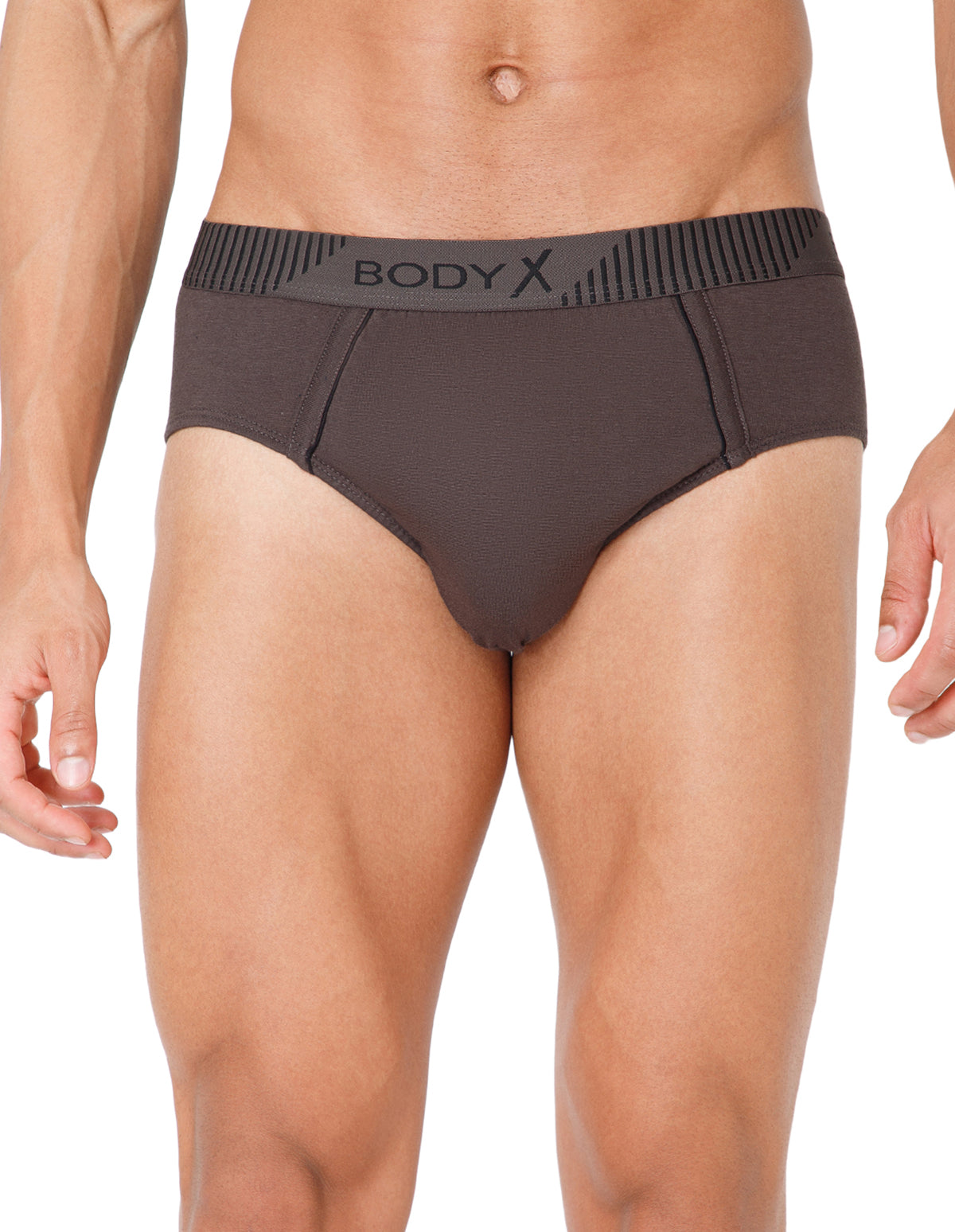 BodyX Men Solid Cotton Super combed Brief-BX1103B-COAL-ASSORTED