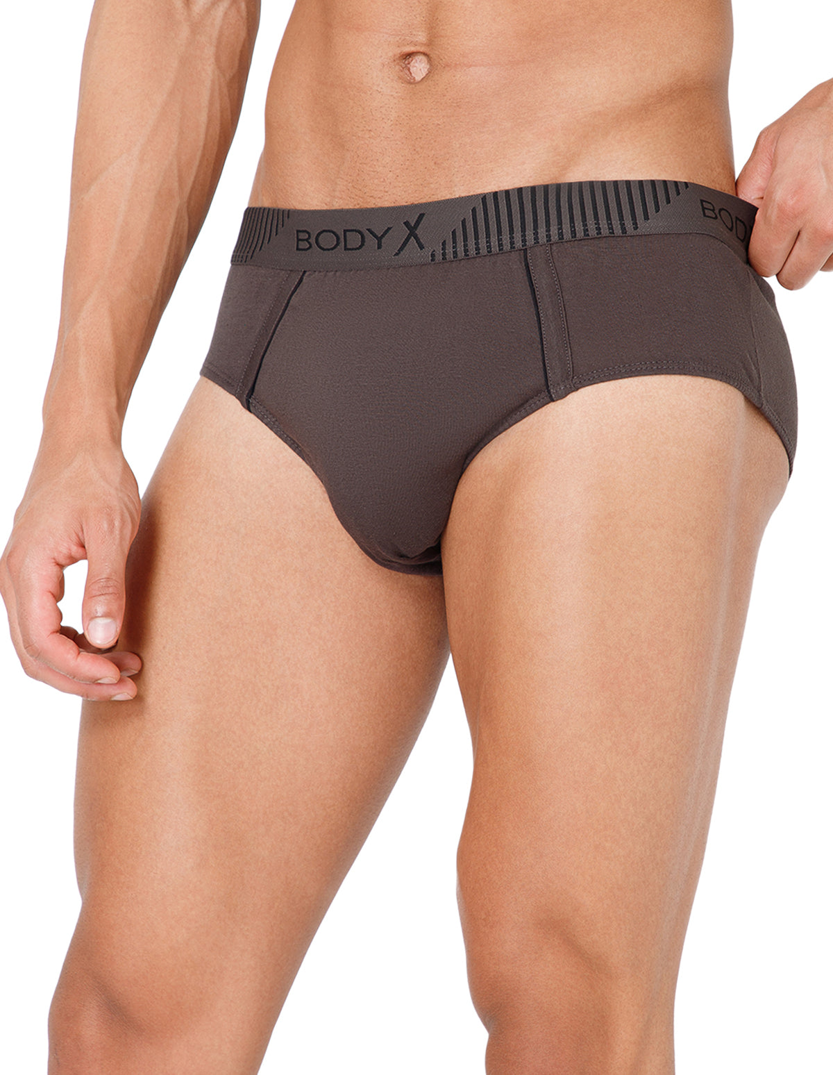 BodyX Men Solid Cotton Super combed Brief-BX1103B-COAL-ASSORTED