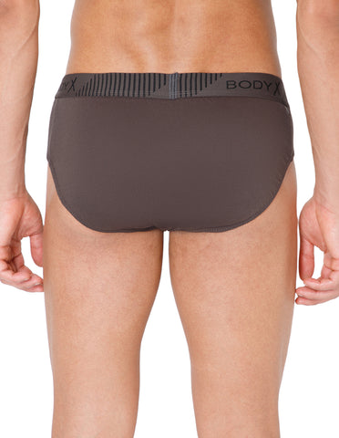 BodyX Men Solid Cotton Super combed Brief-BX1103B-COAL-ASSORTED