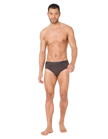 BodyX Men Solid Cotton Super combed Brief-BX1103B-COAL-ASSORTED
