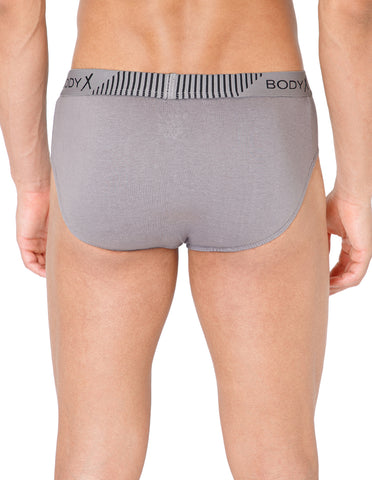 BodyX Men Solid Cotton Super combed Brief-BX1103B-GRY-ASSORTED