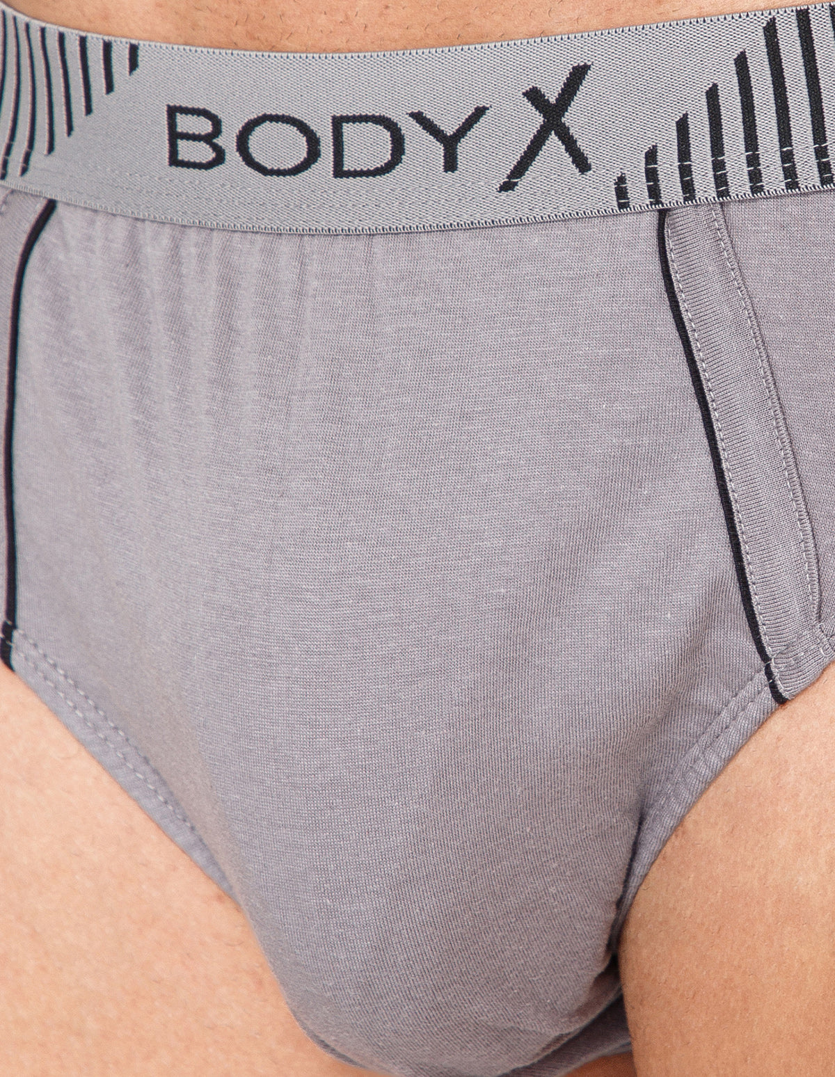 BodyX Men Solid Cotton Super combed Brief-BX1103B-GRY-ASSORTED