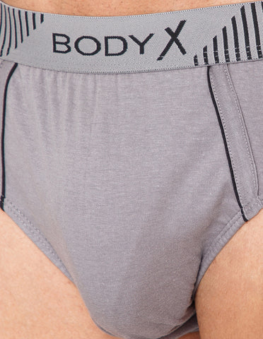 BodyX Men Solid Cotton Super combed Brief-BX1103B-GRY-ASSORTED