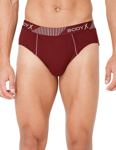 BodyX Men Solid Cotton Super combed Brief-BX1103B-MARN-ASSORTED