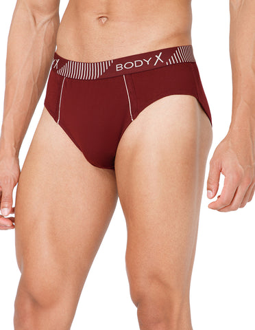 BodyX Men Solid Cotton Super combed Brief-BX1103B-MARN-ASSORTED