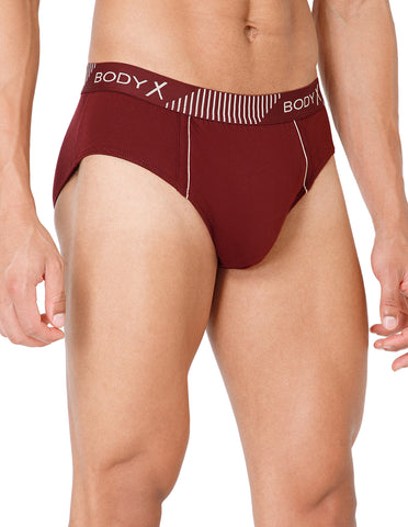 BodyX Men Solid Cotton Super combed Brief-BX1103B-MARN-ASSORTED
