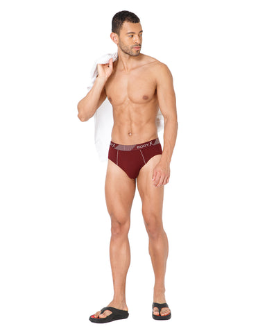 BodyX Men Solid Cotton Super combed Brief-BX1103B-MARN-ASSORTED