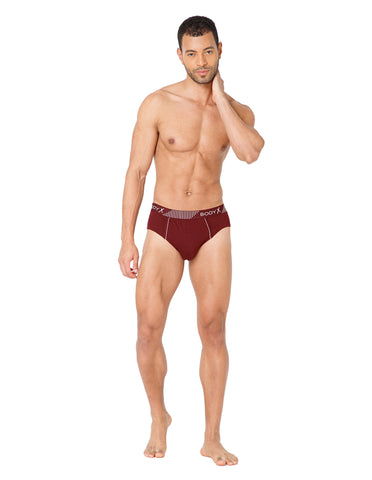 BodyX Men Solid Cotton Super combed Brief-BX1103B-MARN-ASSORTED