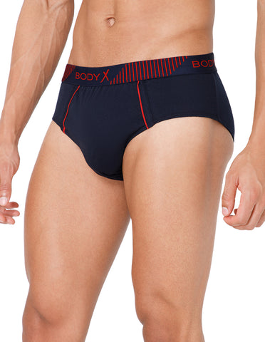 BodyX Men Solid Cotton Super combed Brief-BX1103B-NVY-ASSORTED