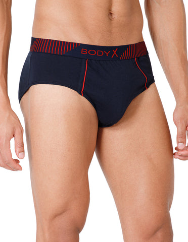 BodyX Men Solid Cotton Super combed Brief-BX1103B-NVY-ASSORTED