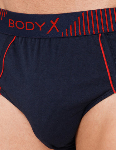 BodyX Men Solid Cotton Super combed Brief-BX1103B-NVY-ASSORTED