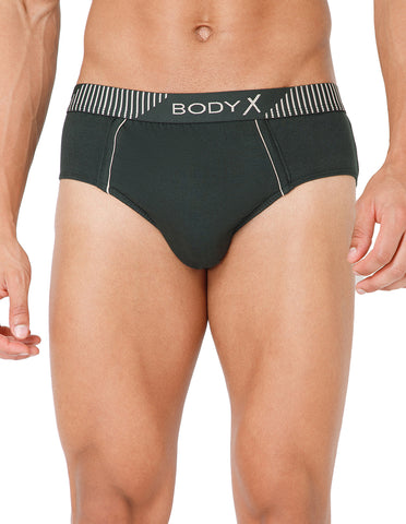 BodyX Men Solid Cotton Super combed Brief-BX1103B-OLV-ASSORTED