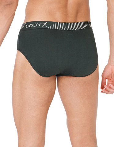 BodyX Men Solid Cotton Super combed Brief-BX1103B-OLV-ASSORTED