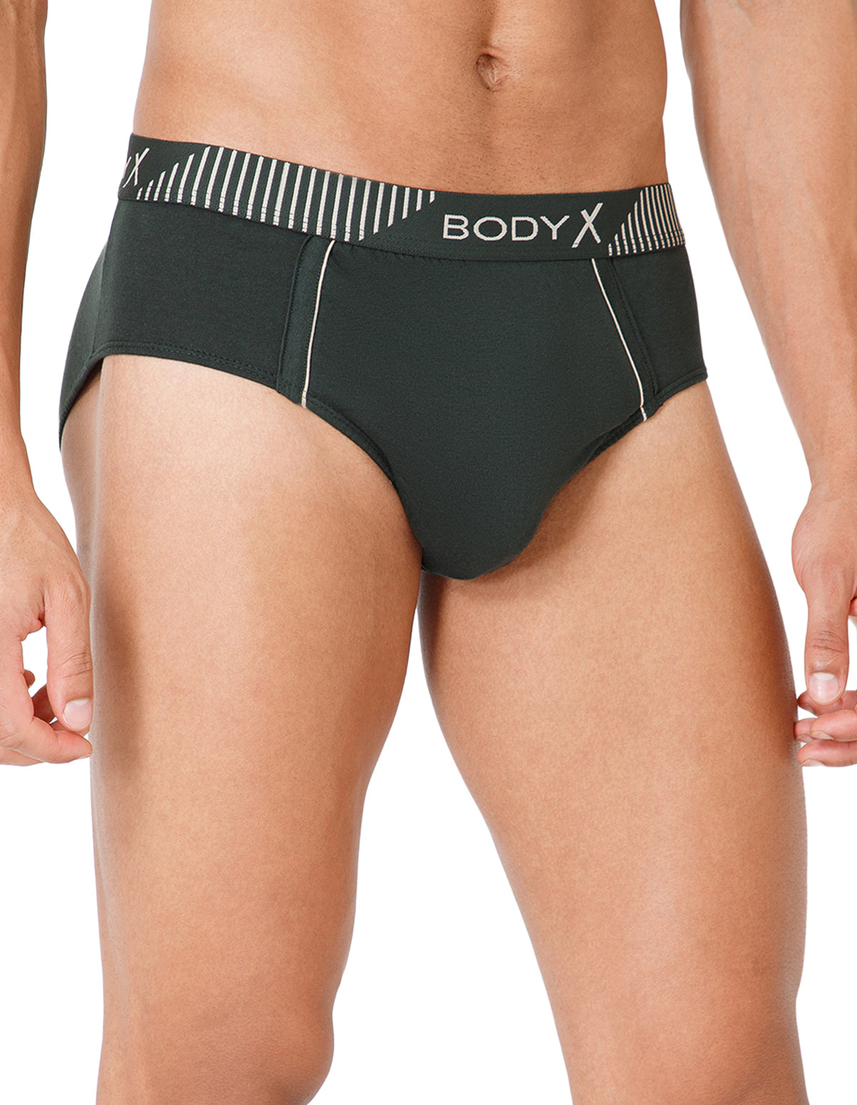 BodyX Men Solid Cotton Super combed Brief-BX1103B-OLV-ASSORTED