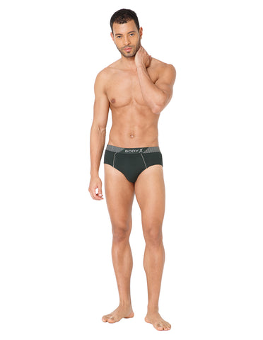 BodyX Men Solid Cotton Super combed Brief-BX1103B-OLV-ASSORTED