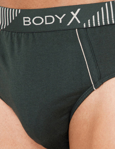 BodyX Men Solid Cotton Super combed Brief-BX1103B-OLV-ASSORTED