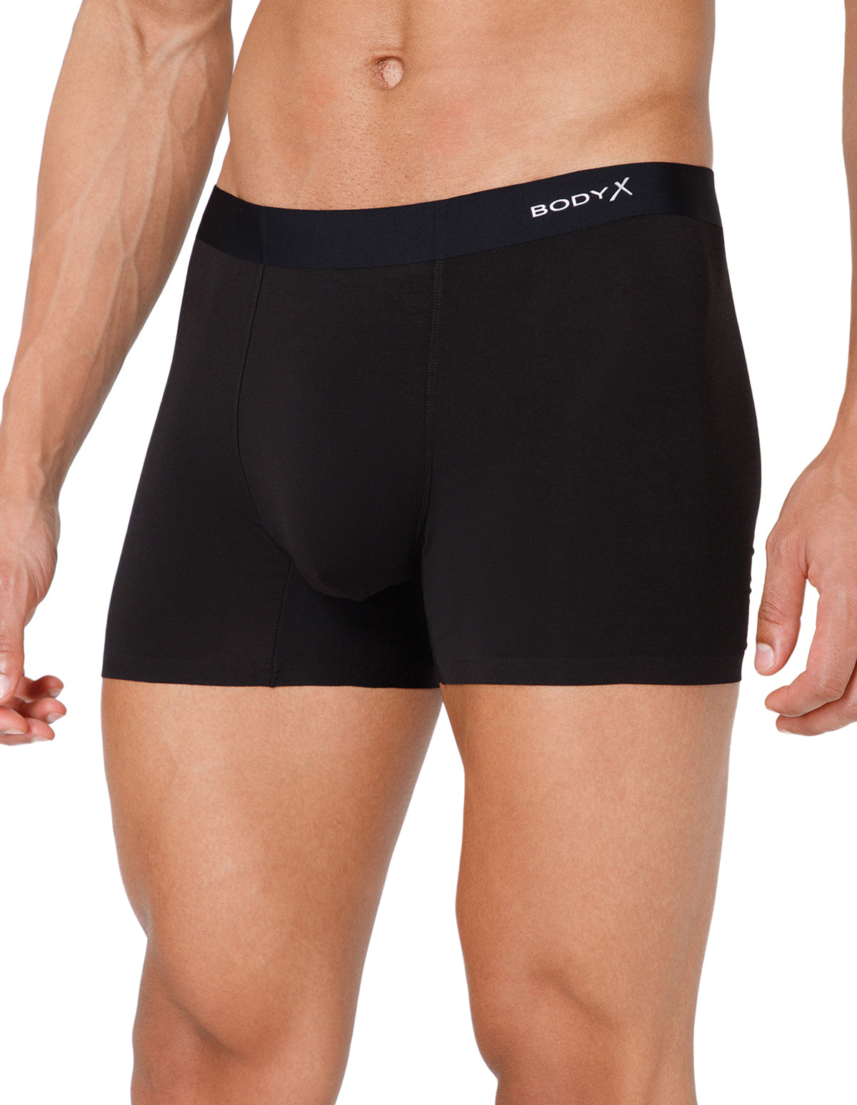 BodyX Men Solid Micro Modal Spandex Trunks-BX111T-BLK