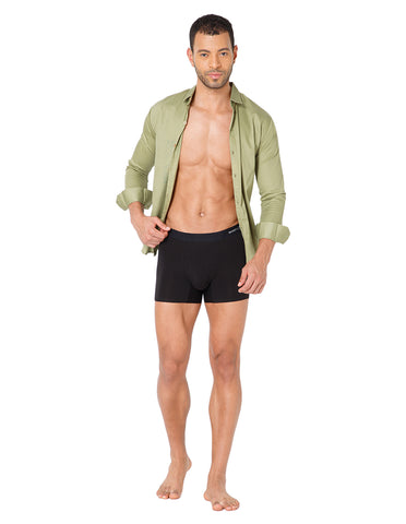 BodyX Men Solid Micro Modal Spandex Trunks-BX111T-BLK-ASSORTED