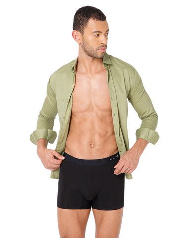BodyX Men Solid Micro Modal Spandex Trunks-BX111T-BLK-ASSORTED