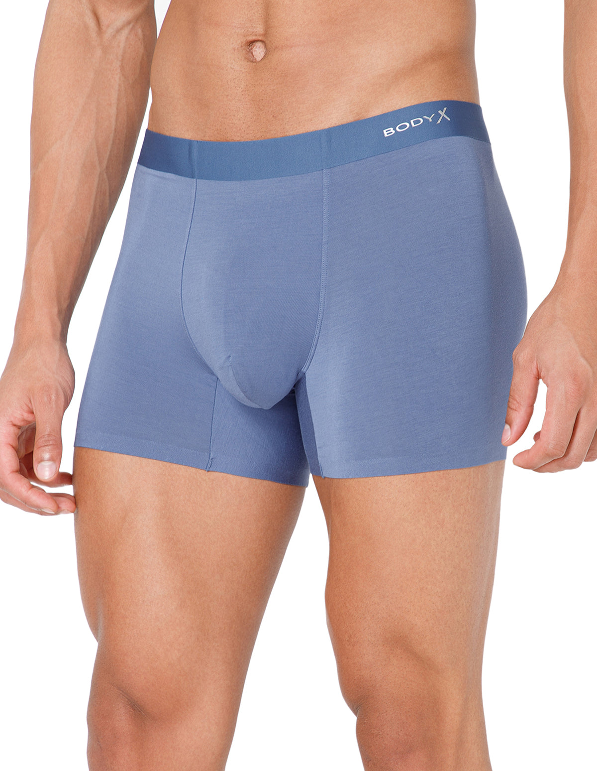BodyX Men Solid Micro Modal Spandex Trunks-BX111T-BLUE