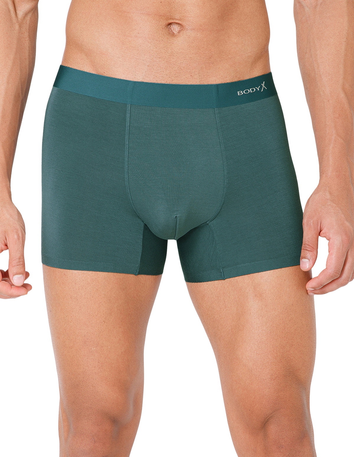 BodyX Men Solid Micro Modal Spandex Trunks-BX111T-GRN