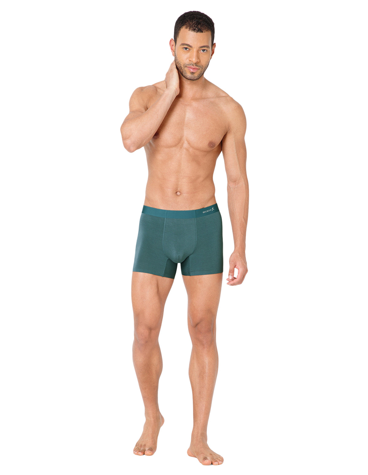 BodyX Men Solid Micro Modal Spandex Trunks-BX111T-GRN